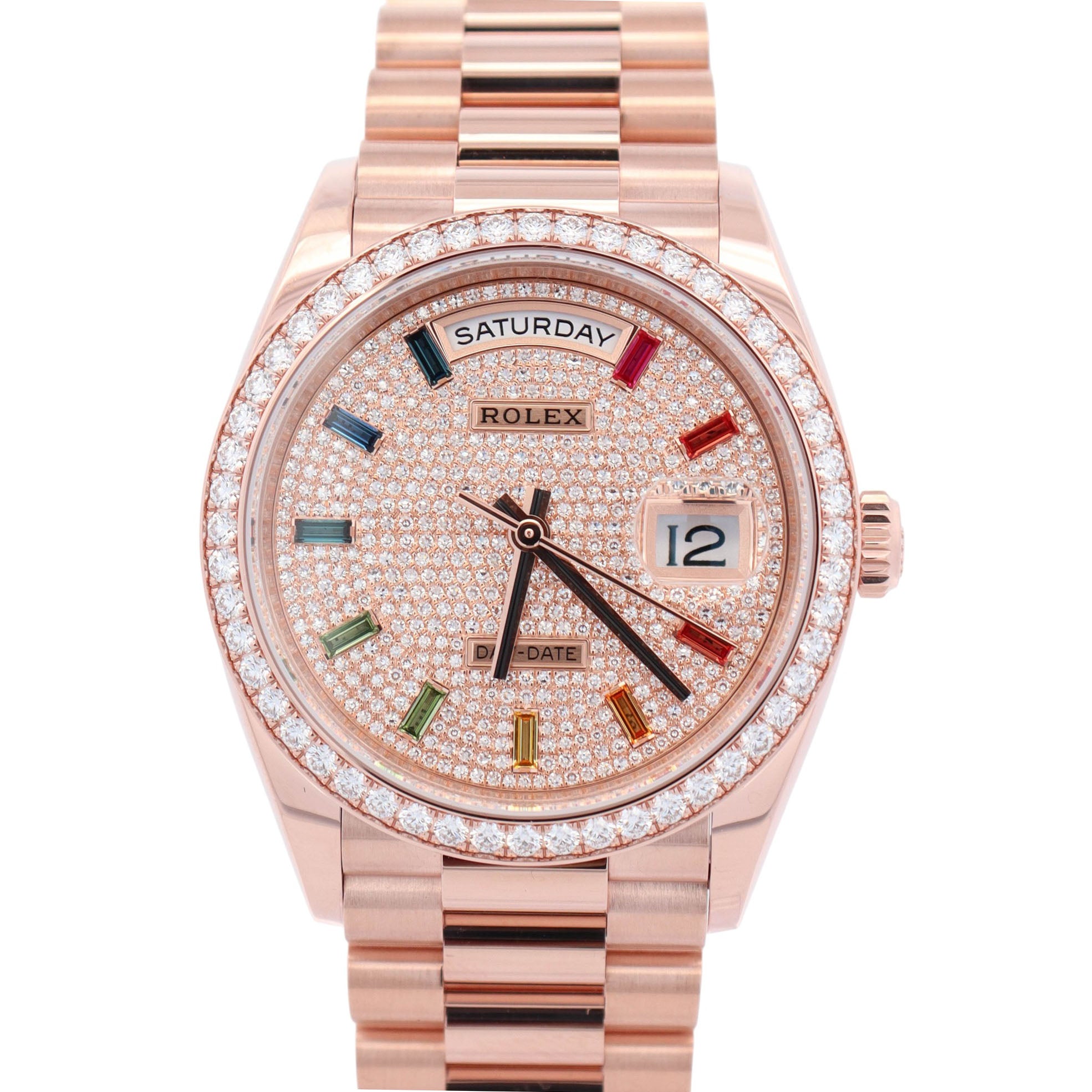 Rolex Day-Date 36mm Iced Out Dial Watch Ref# 128348RBR – Happy