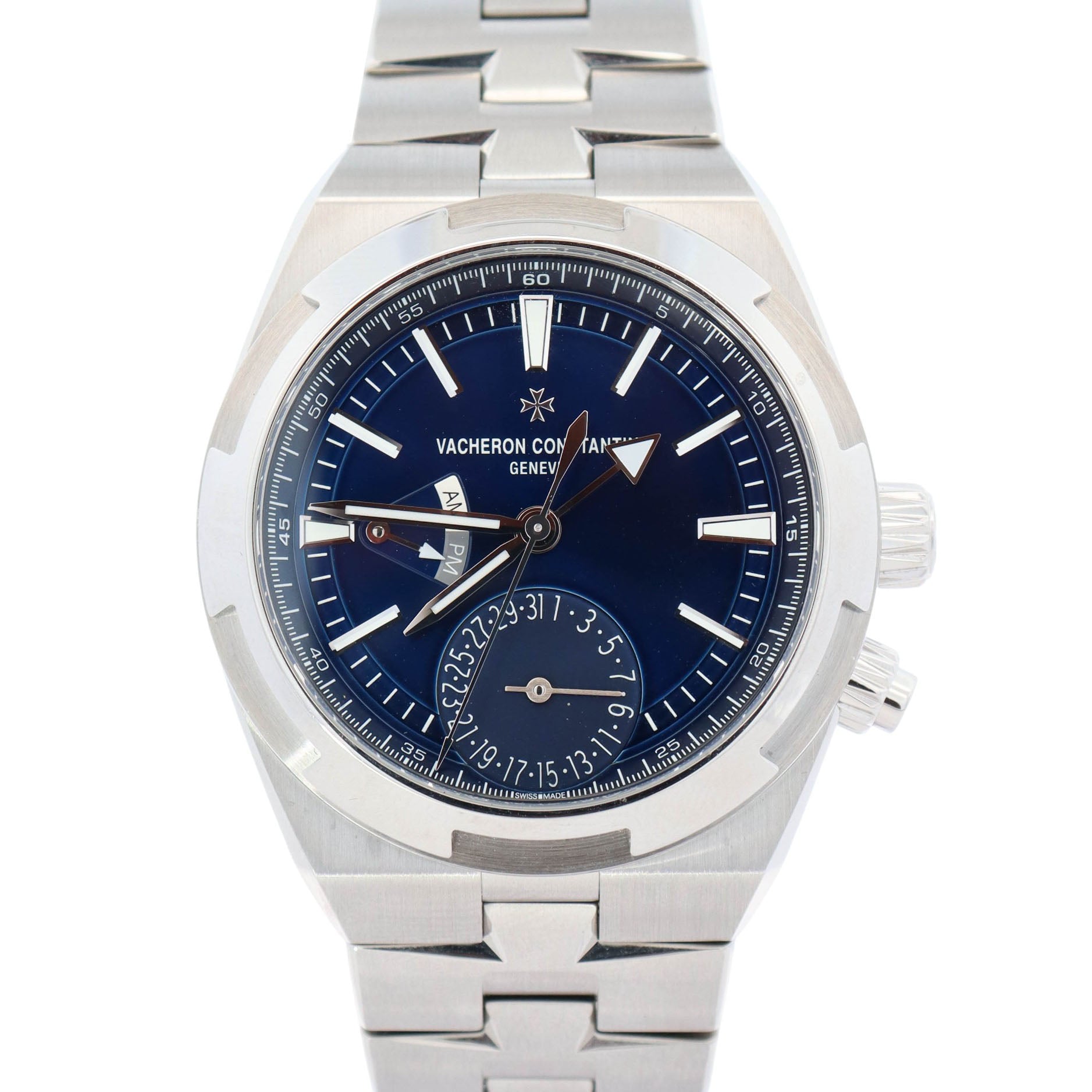 Vacheron Constantin Overseas Dual Time 41mm Blue Stick Dial Watch Ref# 7900V/110A-B334 - Happy Jewelers Fine Jewelry Lifetime Warranty