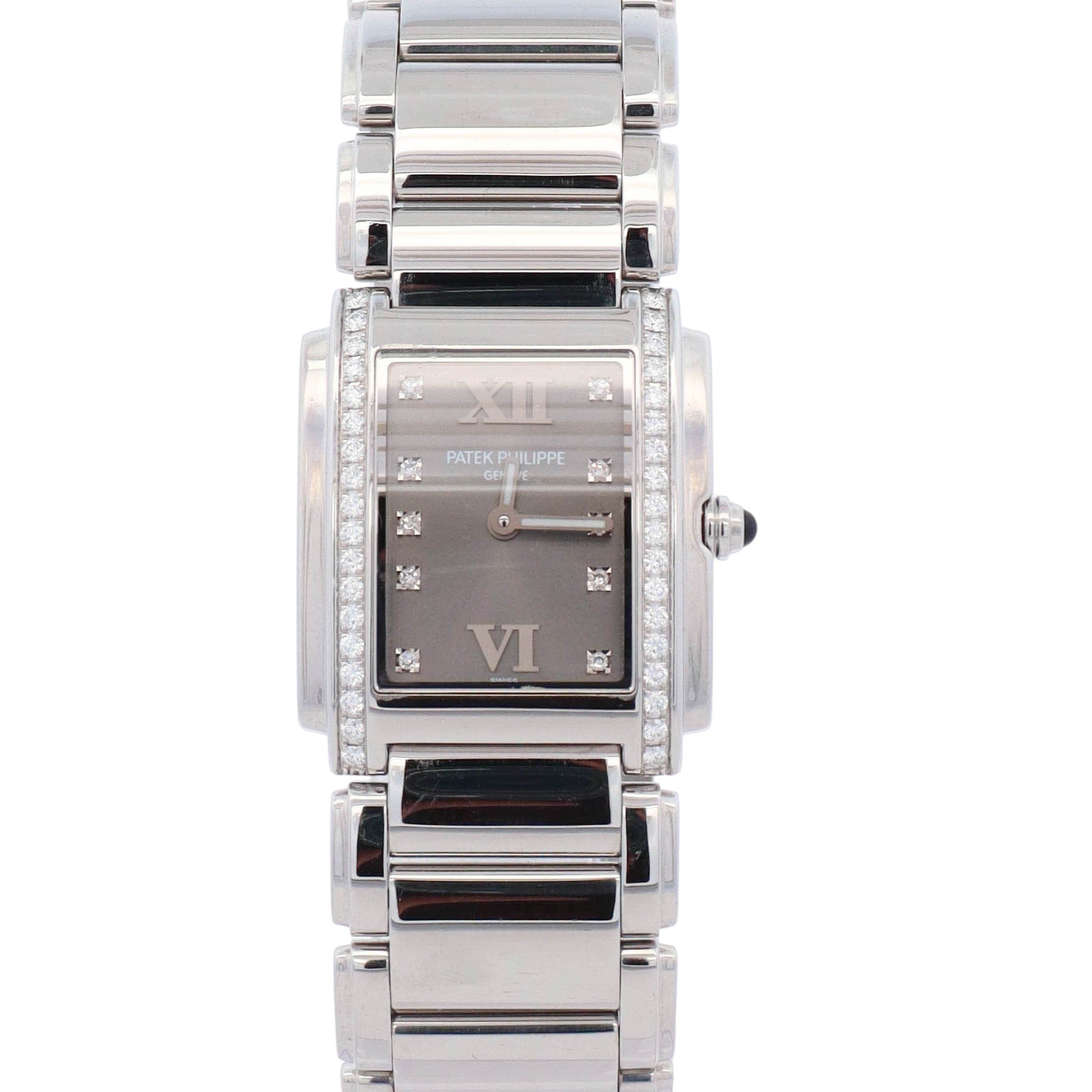 Patek Philippe Twenty 4 25mm x 30mm Grey Dial Watch Ref# 4910/10A-010 - Happy Jewelers Fine Jewelry Lifetime Warranty