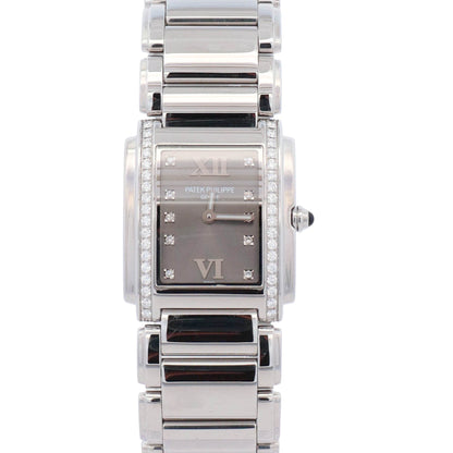 Patek Philippe Twenty 4 25mm x 30mm Grey Dial Watch Ref# 4910/10A-010 - Happy Jewelers Fine Jewelry Lifetime Warranty