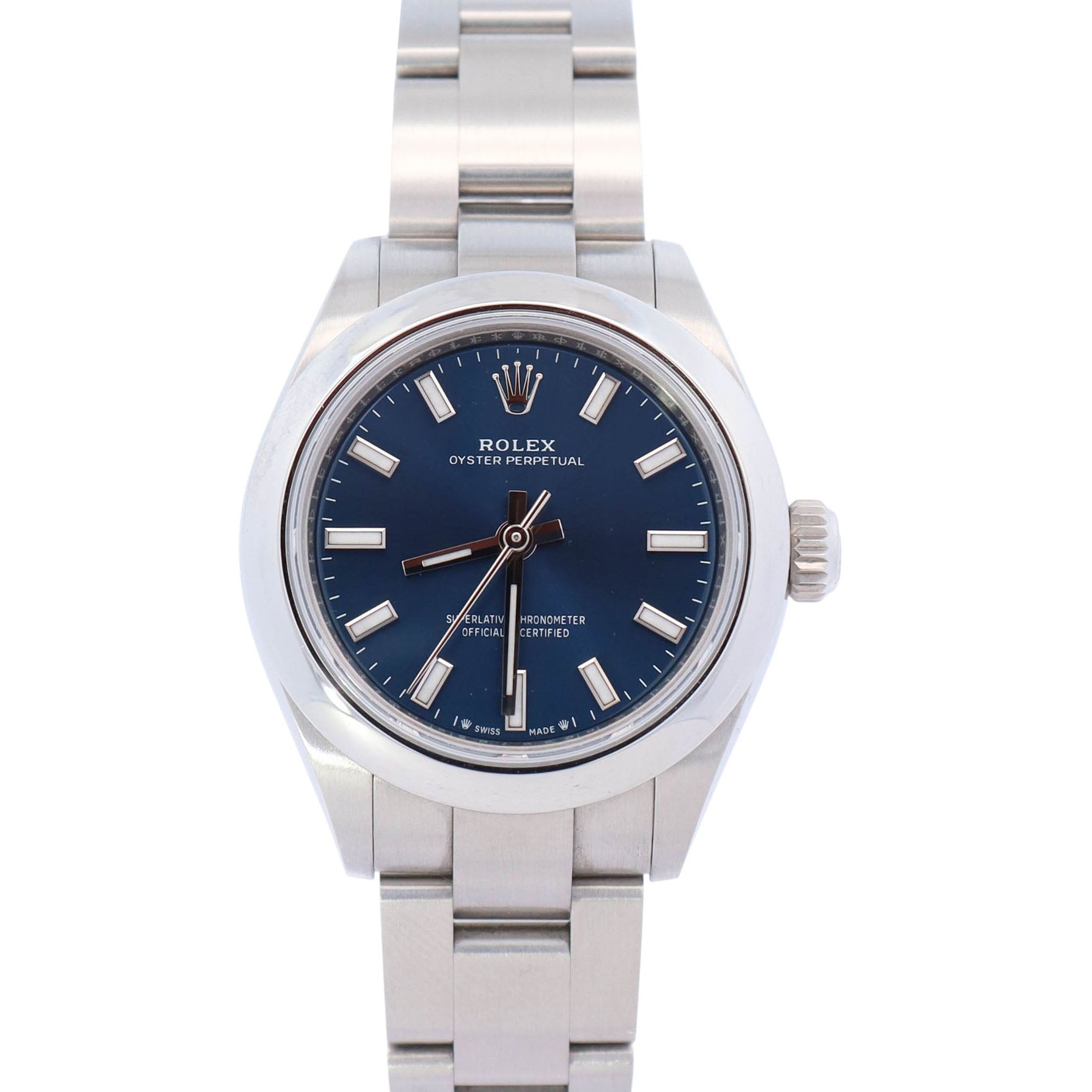 Rolex Oyster Perpetual 28mm Blue Dial Watch Ref# 276200 - Happy Jewelers Fine Jewelry Lifetime Warranty