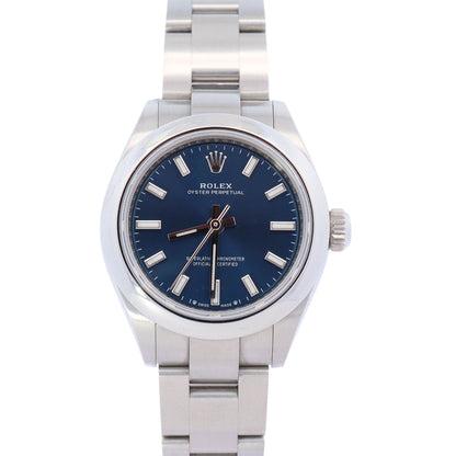 Rolex Oyster Perpetual 28mm Blue Dial Watch Ref# 276200 - Happy Jewelers Fine Jewelry Lifetime Warranty