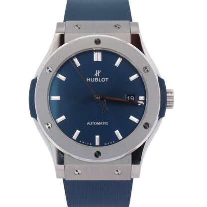 Hublot Classic Fusion 42mm Blue Dial Watch Ref# 542.NX.7170.RX - Happy Jewelers Fine Jewelry Lifetime Warranty