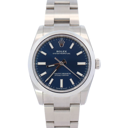 Rolex Oyster Perpetual 34mm Blue Dial Watch Ref# 124200 - Happy Jewelers Fine Jewelry Lifetime Warranty