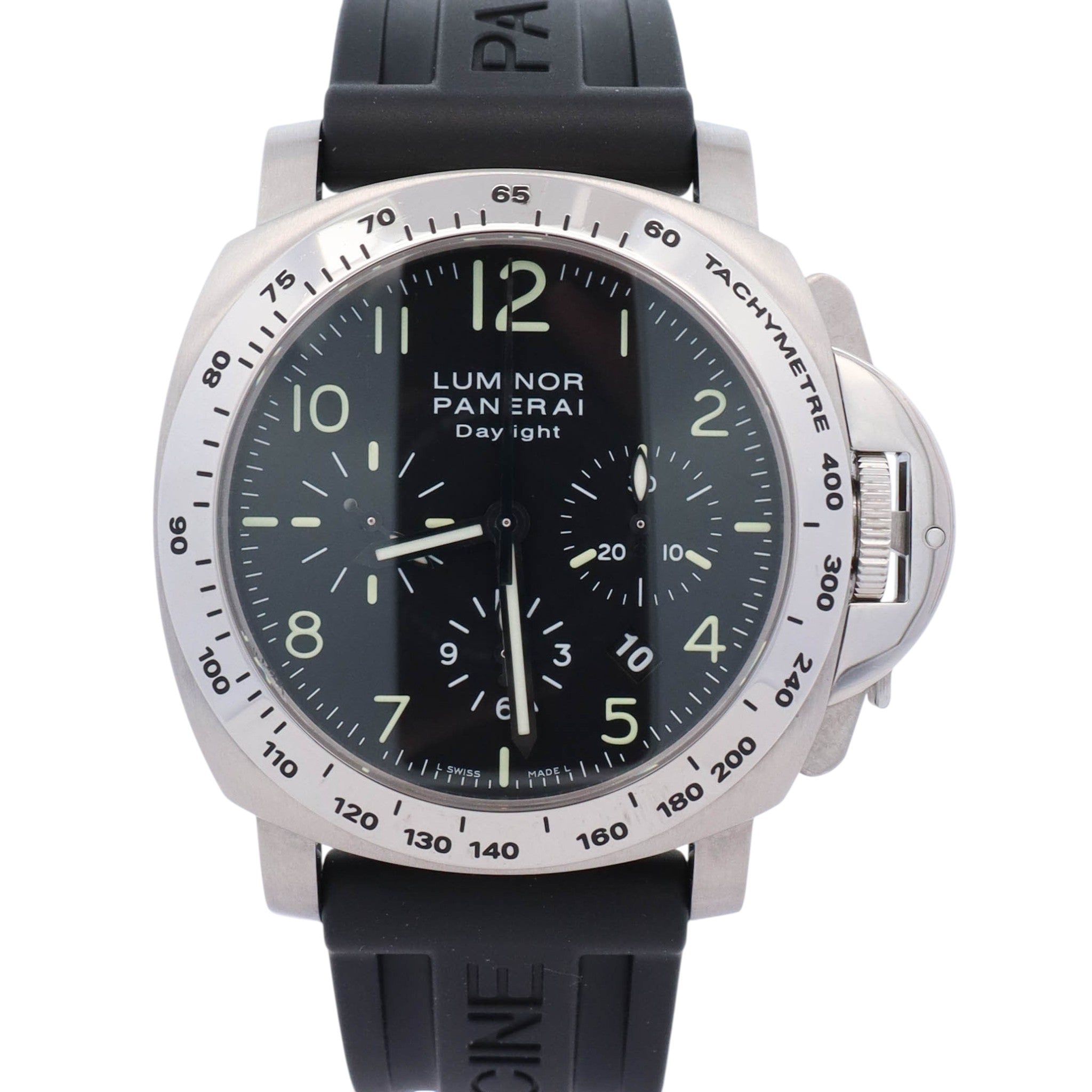 Panerai Luminor Chrono 44mm Black Dial Watch Ref# PAM00196 - Happy Jewelers Fine Jewelry Lifetime Warranty