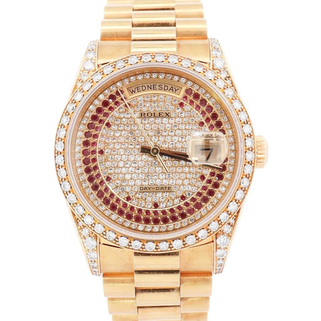 Rolex Day-Date 36mm Diamond Dial Watch Reference# 18388 – Happy