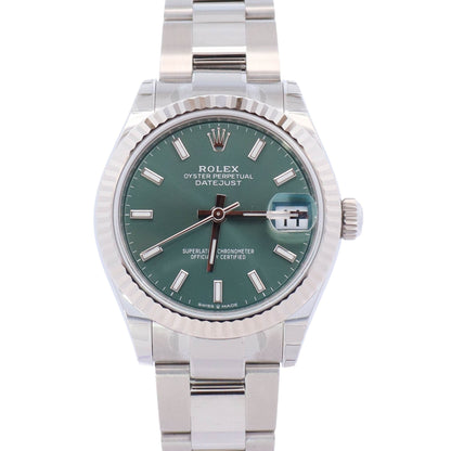Rolex Datejust 31mm Green Stick Dial Watch Ref# 278274