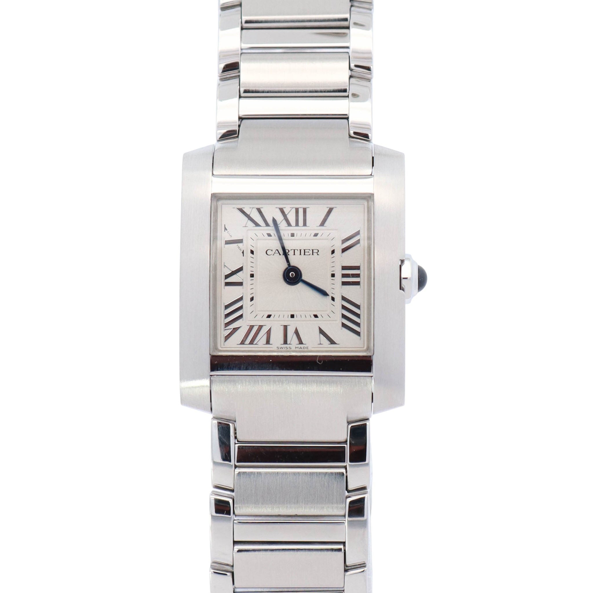 Cartier Tank 25.7x21.2mm Silver Dial Watch Ref# WSTA0065