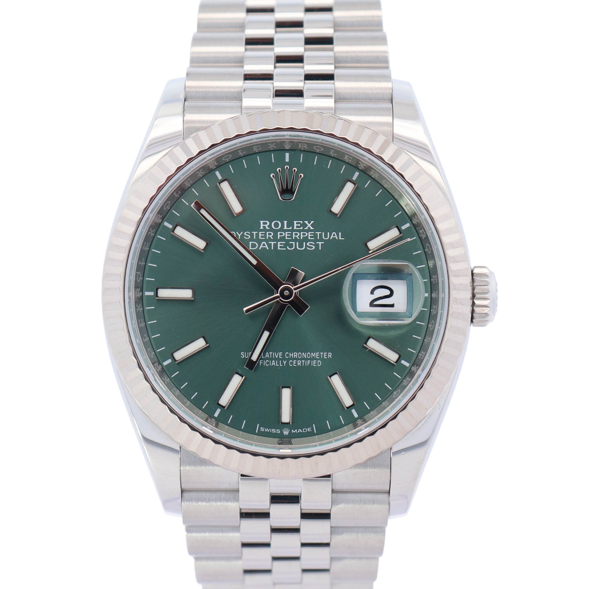 Rolex Datejust 36mm Mint Green Dial Watch Ref# 126234