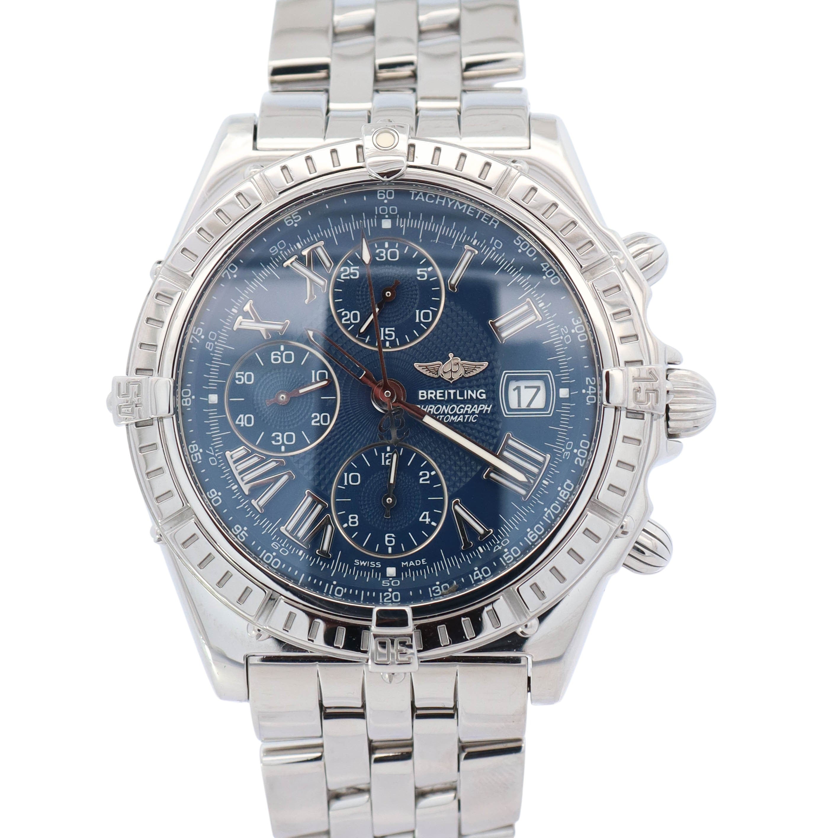 Breitling Crosswind 43mm Blue Dial Watch Ref# A13055 - Happy Jewelers Fine Jewelry Lifetime Warranty