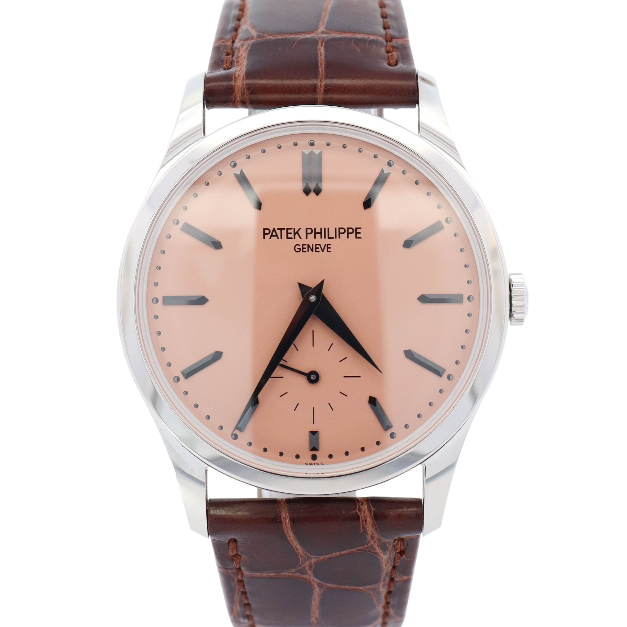 Patek Philippe Calatrava 38mm Salmon Dial Watch Ref# 6196P-001