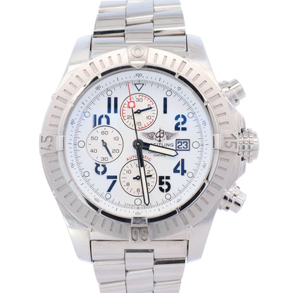 Breitling Super Avenger Stainless Steel 48mm White Dial Watch Ref# A13370 - Happy Jewelers Fine Jewelry Lifetime Warranty