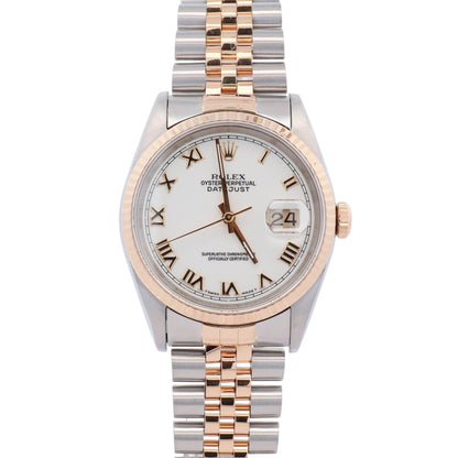 Rolex Datejust 36mm White Roman Dial Watch Ref# 16233 - Happy Jewelers Fine Jewelry Lifetime Warranty