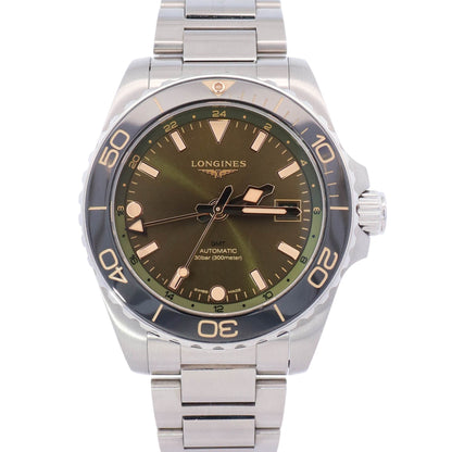 Longines Hydoconquest GMT 41mm Green Dial Watch Ref# L3.790.4.06.6 - Happy Jewelers Fine Jewelry Lifetime Warranty