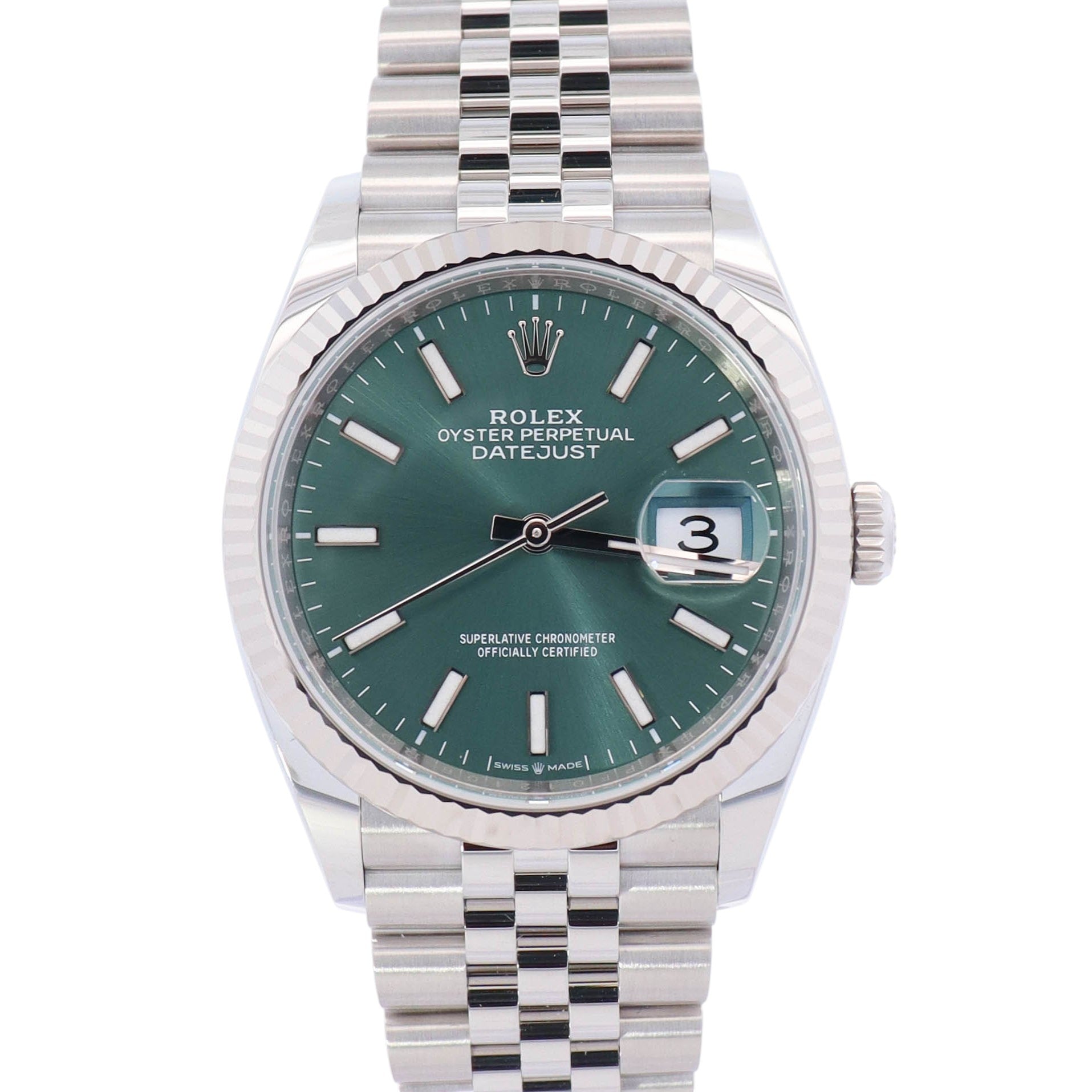 Rolex Datejust 36mm Mint Green Dial Watch Ref# 126234 - Happy Jewelers Fine Jewelry Lifetime Warranty