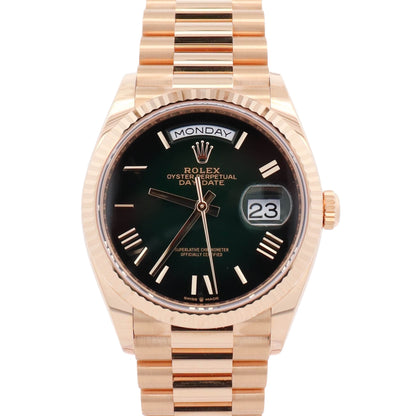 Rolex Day-Date 36mm Ombre Green Dial Watch Ref# 128238 - Happy Jewelers Fine Jewelry Lifetime Warranty