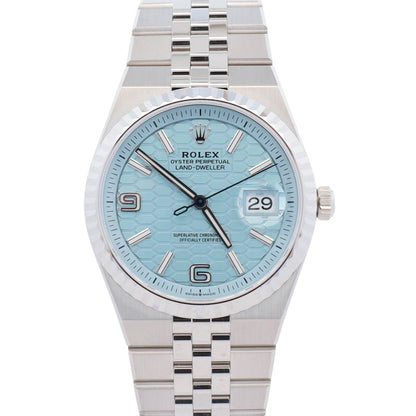 Rolex Land-Dweller 36mm Ice Blue Dial Watch Ref# 127236 - Happy Jewelers Fine Jewelry Lifetime Warranty