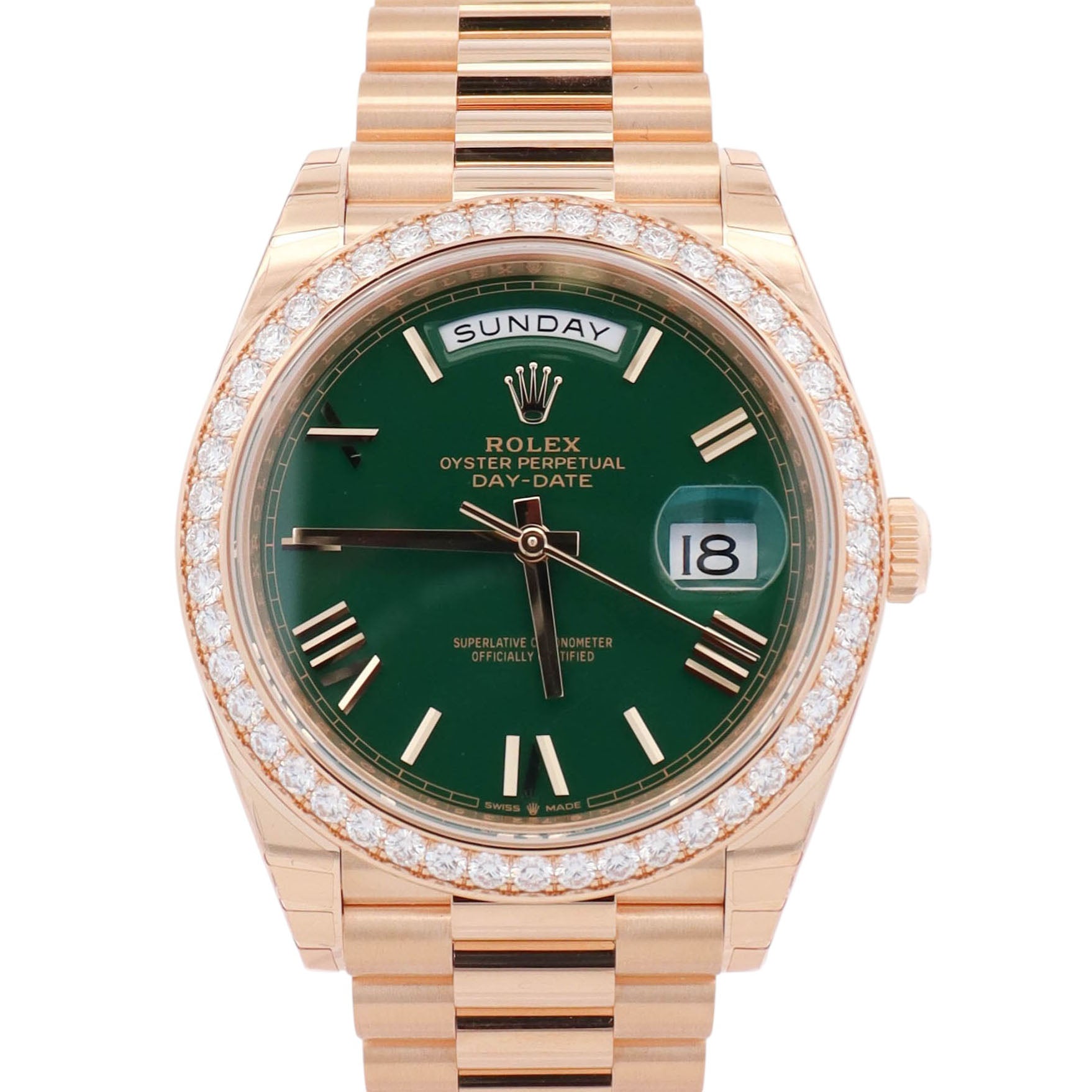 Rolex Day-Date 40mm Green Dial Watch Ref# 228348RBR - Happy Jewelers Fine Jewelry Lifetime Warranty