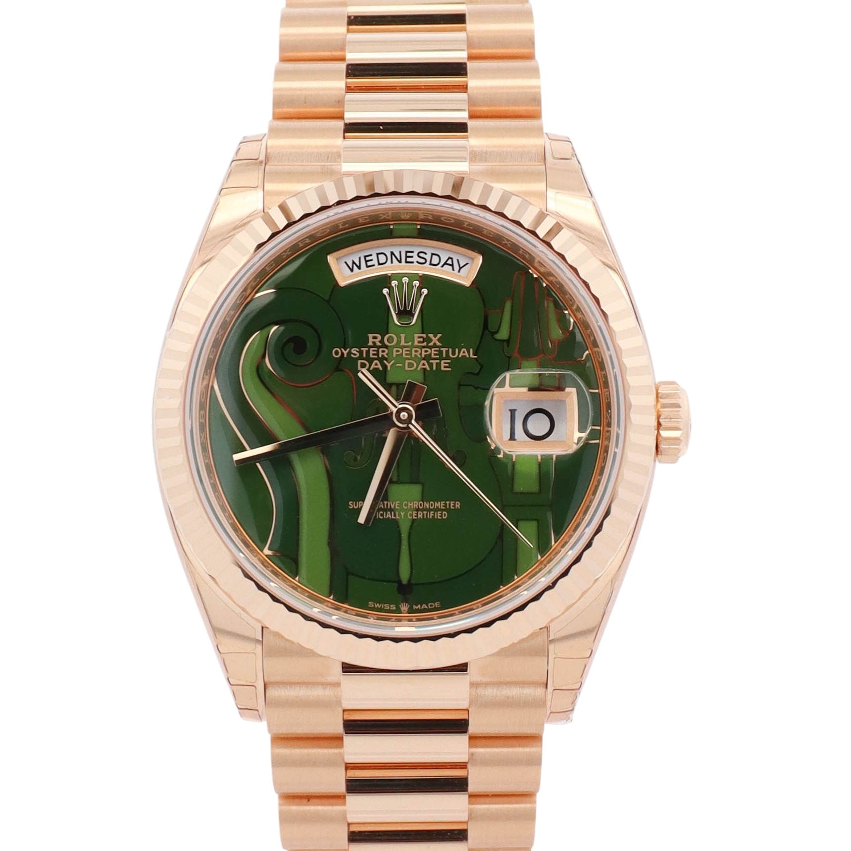 Rolex Day-Date 36mm Green Dial Watch Ref# 128238