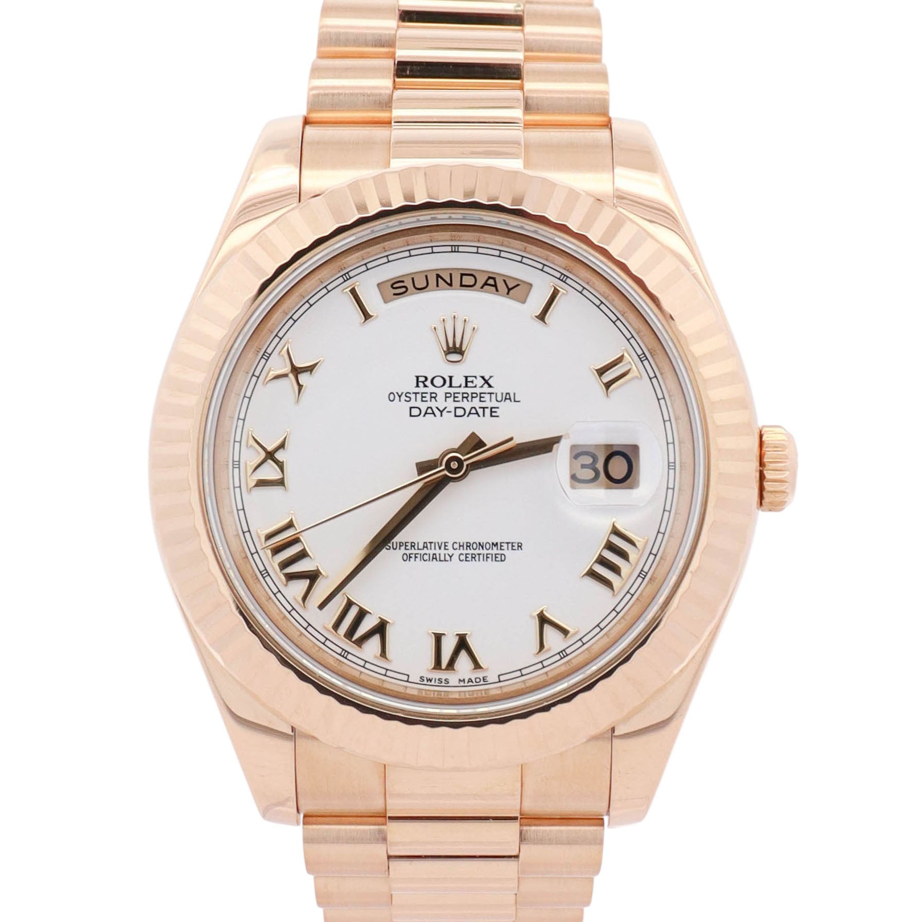 Rolex Day-Date 40mm White Dial Watch Ref# 218238 - Happy Jewelers Fine Jewelry Lifetime Warranty