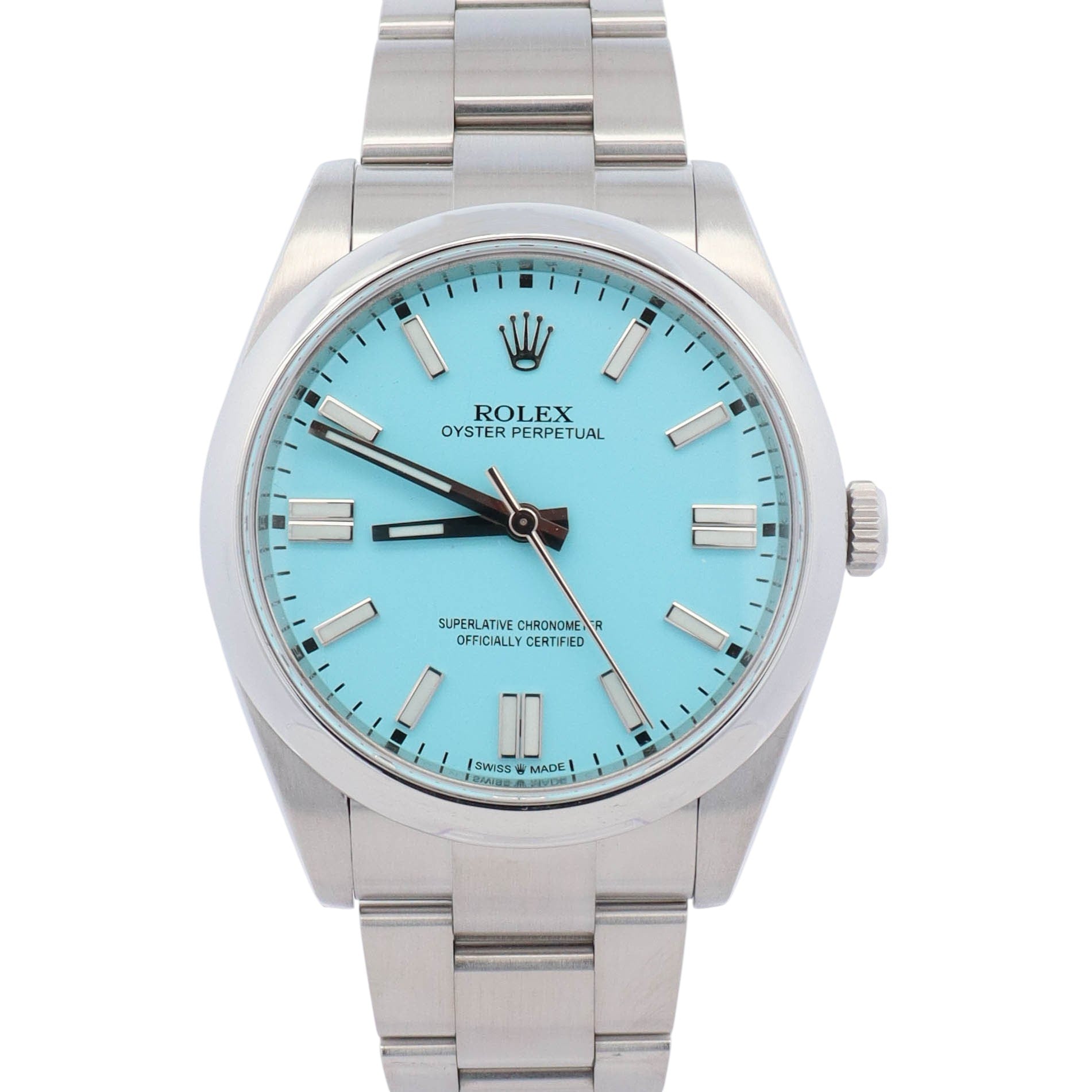 Rolex Oyster Perpetual 41mm Custom Turquoise Dial Watch Ref# 124300 - Happy Jewelers Fine Jewelry Lifetime Warranty