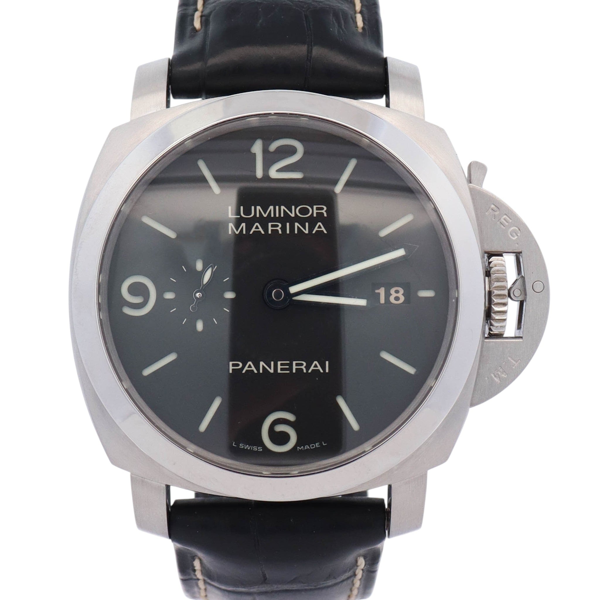 Panerai Luminor Stainless Steel 44mm Black Dial Watch Ref# PAM00312 - Happy Jewelers Fine Jewelry Lifetime Warranty