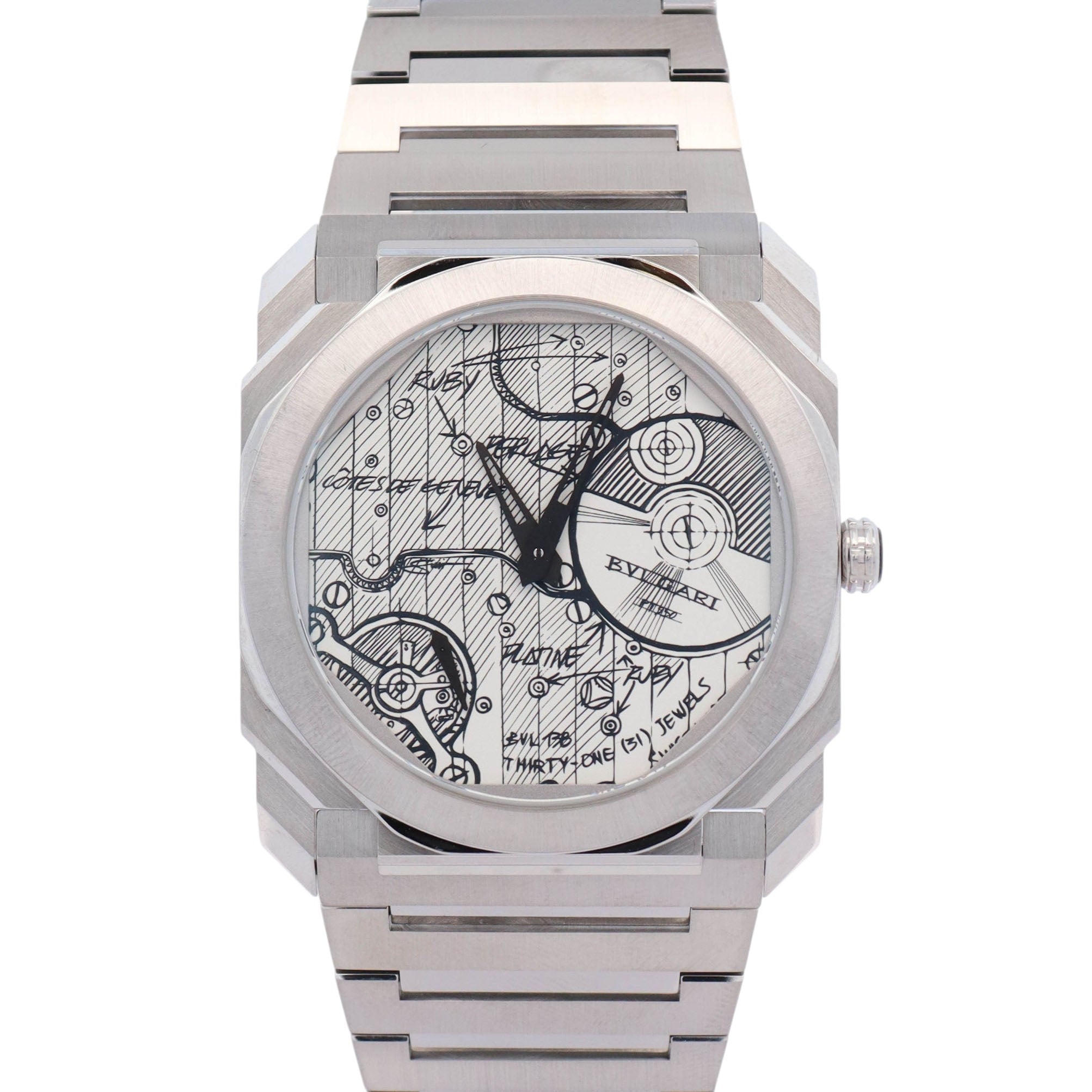 Bvlgari Octo Finissimo Sketch Stainless Steel 40mm Sketch Dial Watch Ref# 104163 - Happy Jewelers Fine Jewelry Lifetime Warranty