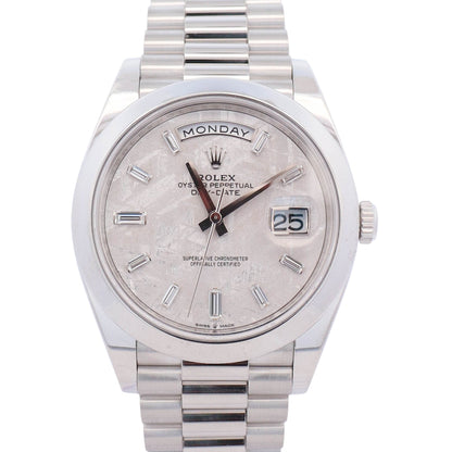 Rolex Day-Date Platinum 40mm Factory Meteorite Watch Ref# 228206 - Happy Jewelers Fine Jewelry Lifetime Warranty