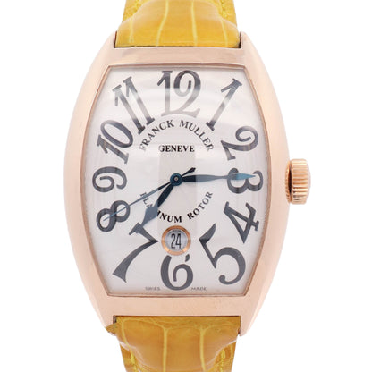 Franck Muller Cintree Curvex Yellow Gold 39mm x 55mm Silver Arabic Dial Watch Ref# 8880 SC DT - Happy Jewelers Fine Jewelry Lifetime Warranty