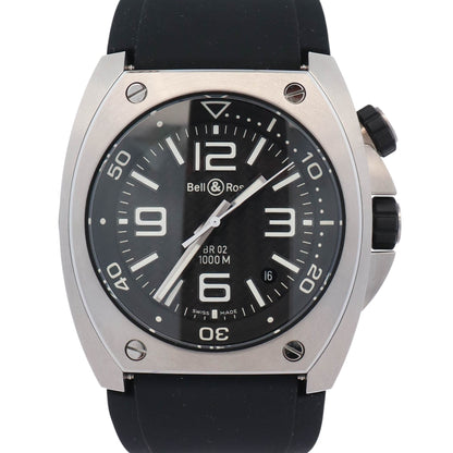 Bell & Ross Carbon Fiber Stainless Steel 44mm Carbon Fiber Dial Ref# BR 02-92 - Happy Jewelers Fine Jewelry Lifetime Warranty