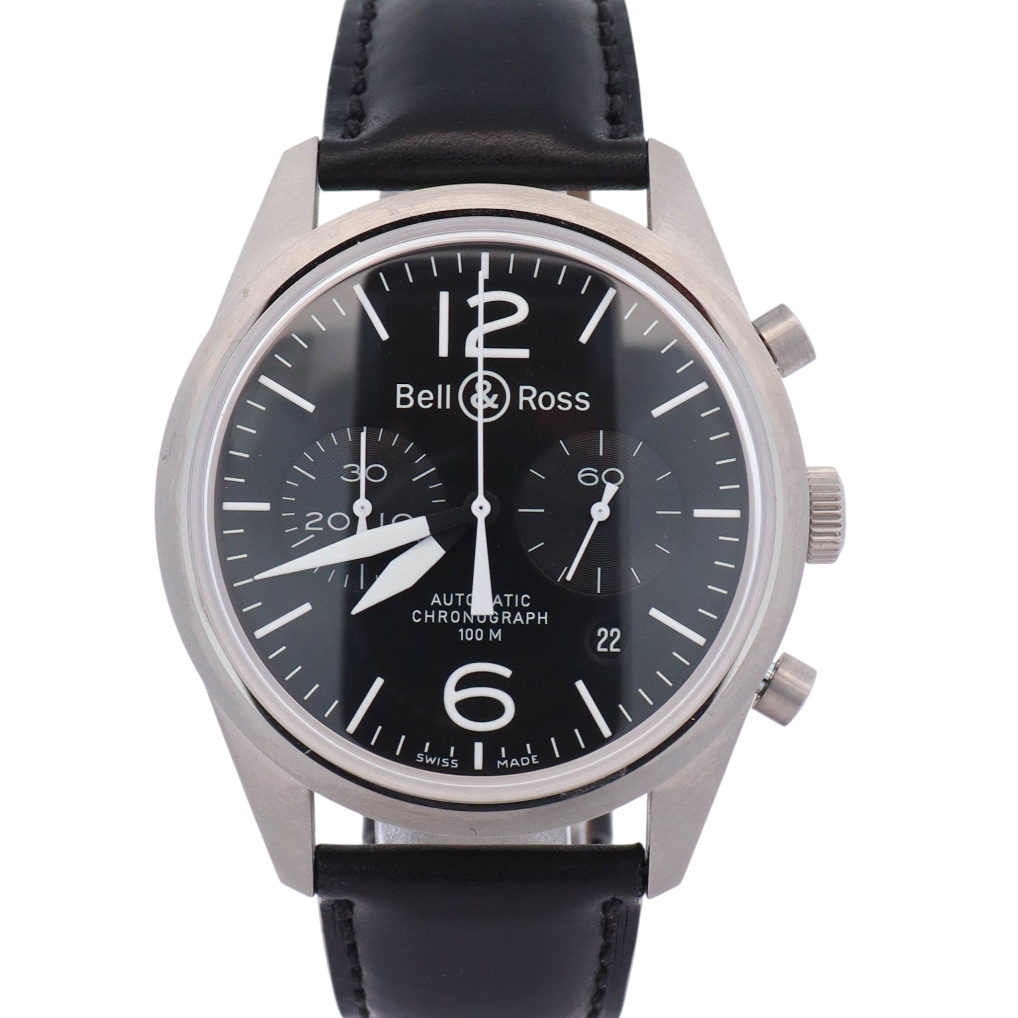 Bell & Ross Vintage 41mm Black Chronograph Watch Ref# BRV 126 - Happy Jewelers Fine Jewelry Lifetime Warranty