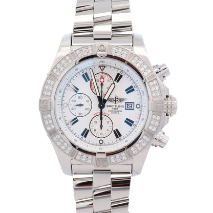 Breitling Super Avenger 48mm White Chronograph Dial Watch Ref# A13370 - Happy Jewelers Fine Jewelry Lifetime Warranty