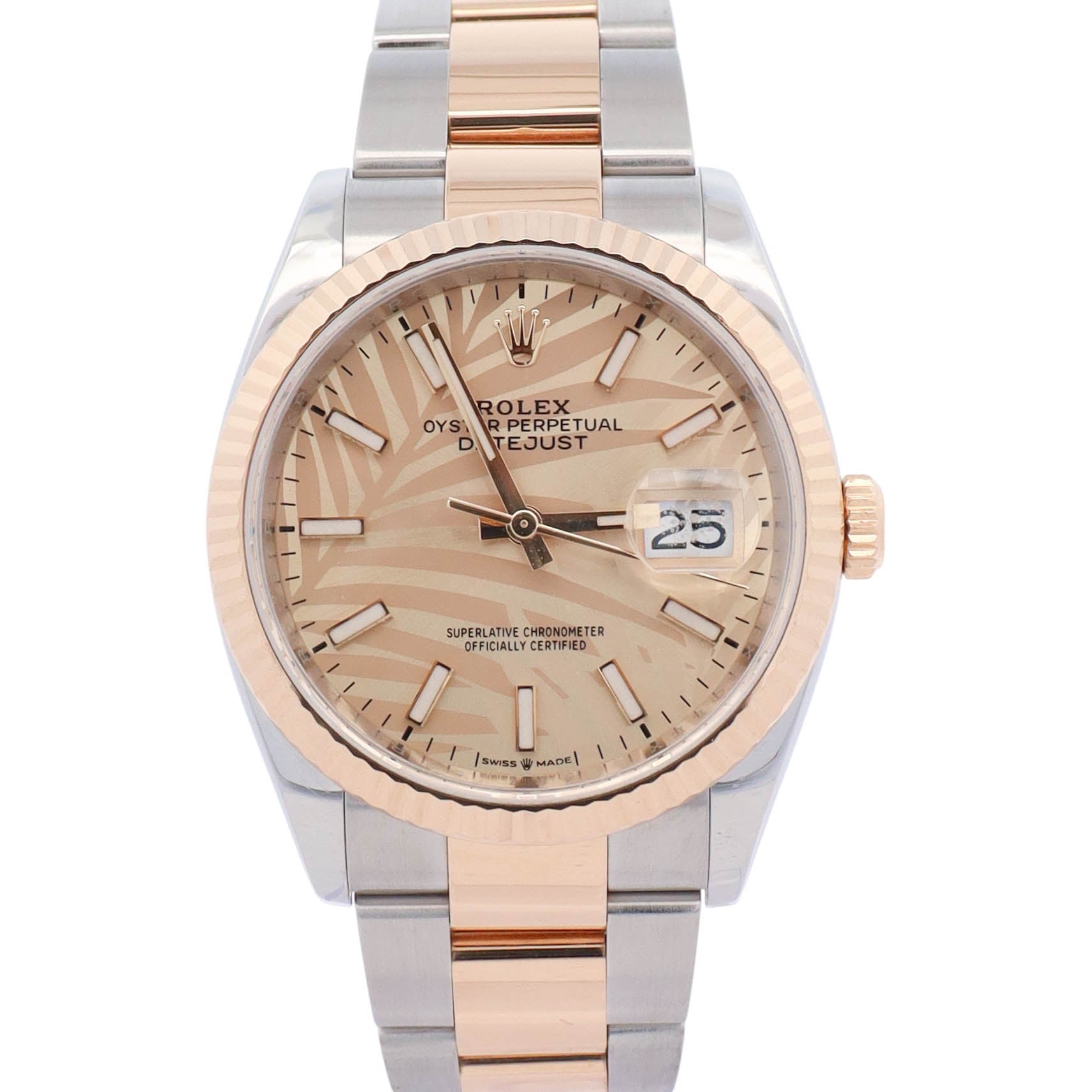 Rolex Datejust 36mm Champagne Palm Motif Dial Watch Ref# 126233 - Happy Jewelers Fine Jewelry Lifetime Warranty