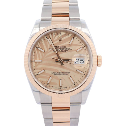 Rolex Datejust 36mm Champagne Palm Motif Dial Watch Ref# 126233 - Happy Jewelers Fine Jewelry Lifetime Warranty