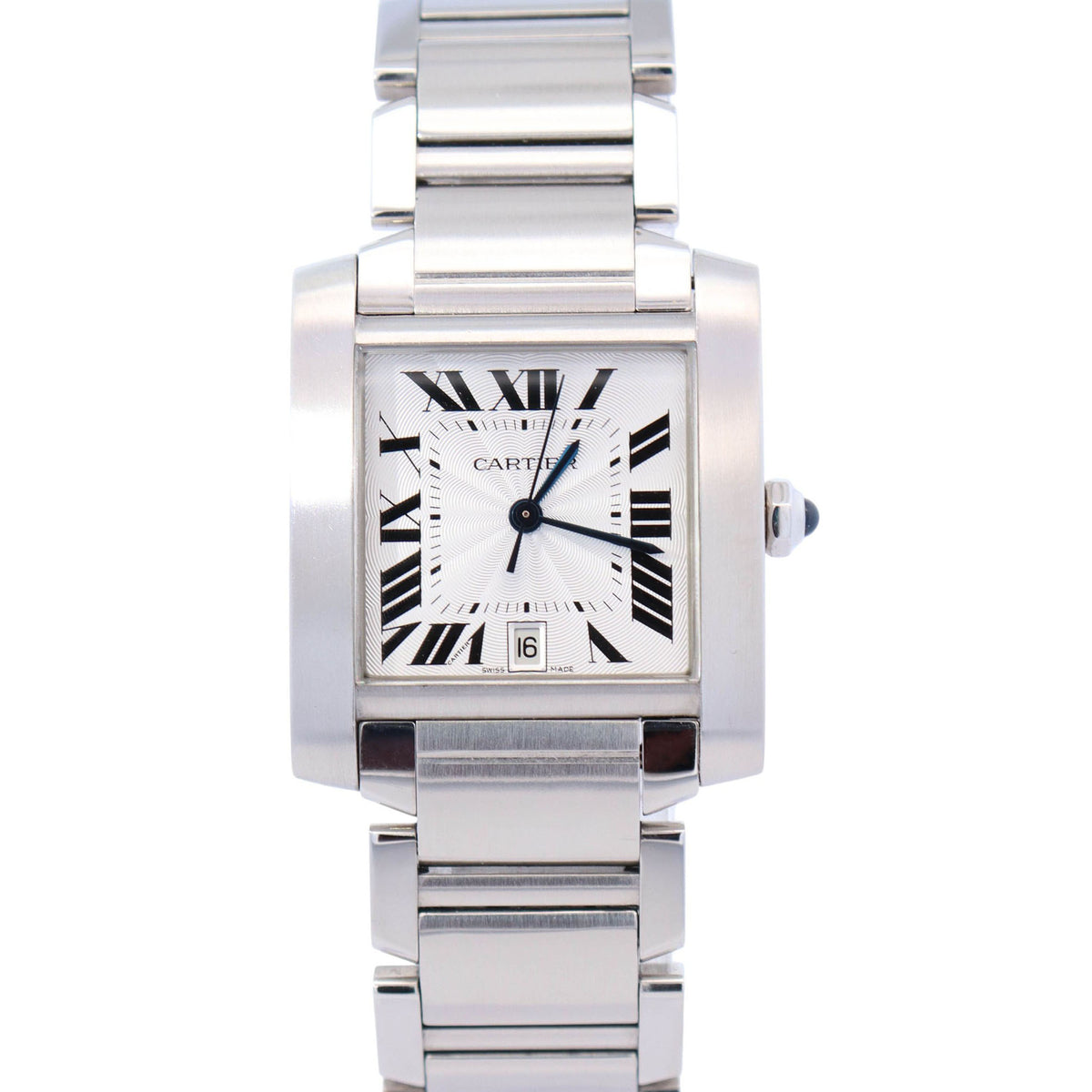 Cartier Tank Française Stainless Steel 28mm White Dial Watch Ref# W51002Q3