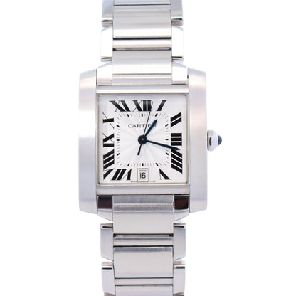 Cartier Tank Française Stainless Steel 28mm White Dial Watch Ref# W51002Q3