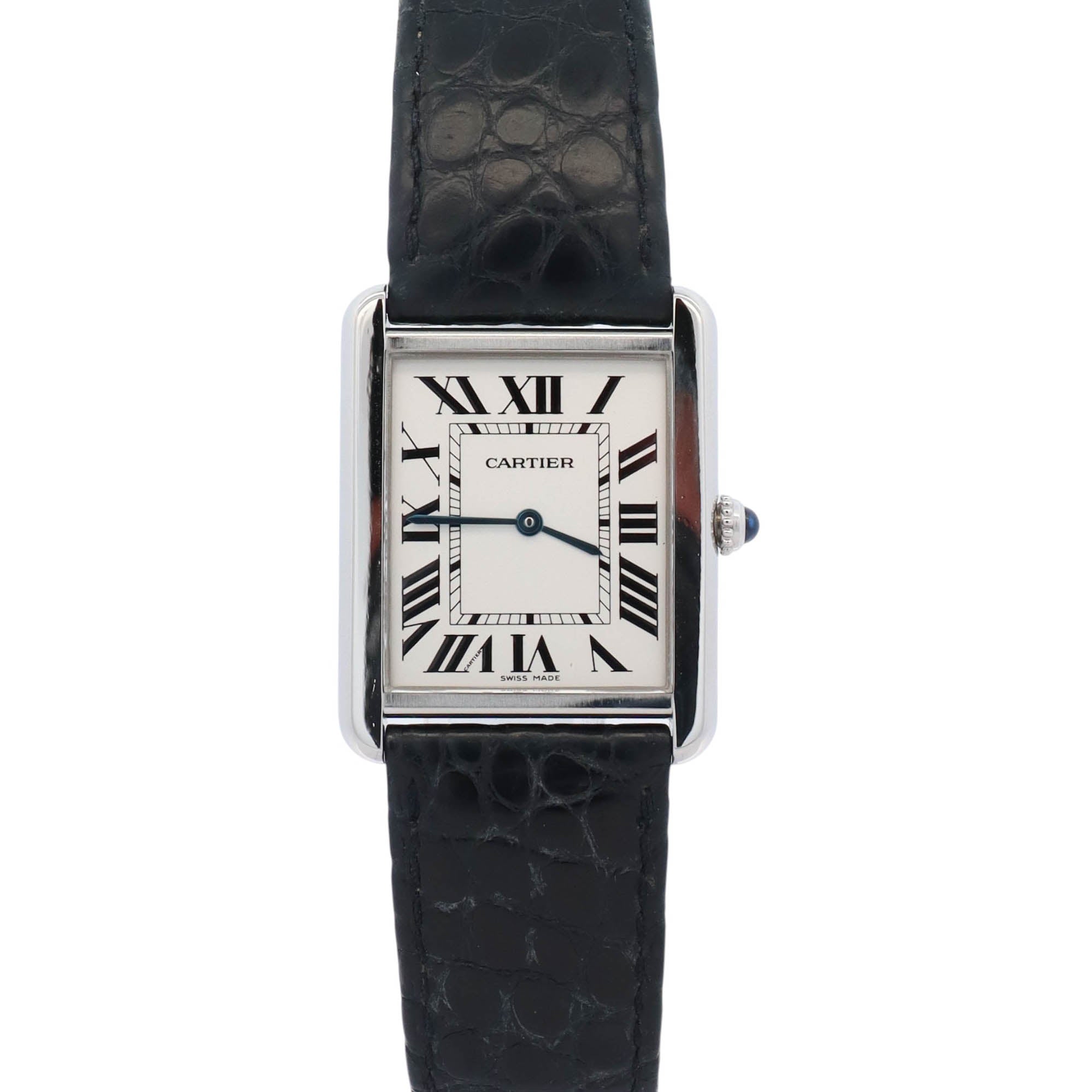 Cartier Tank Solo Stainless Steel 35mm Silver Dial Watch Ref# W1018355 - Happy Jewelers Fine Jewelry Lifetime Warranty