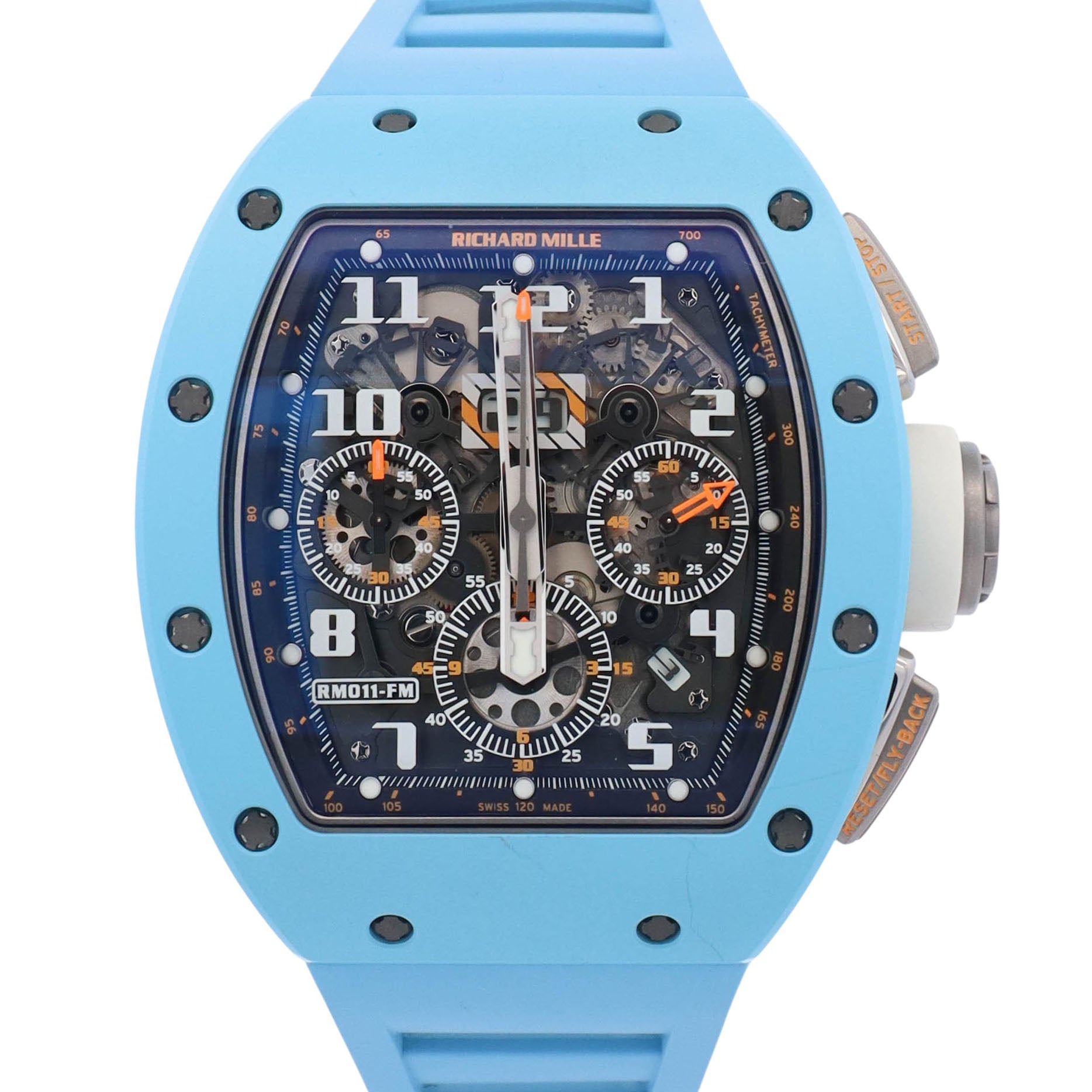 Richard Mille RM011 Blue Ceramic 42mm Openwork Dial Watch Ref# RM011 - Happy Jewelers Fine Jewelry Lifetime Warranty