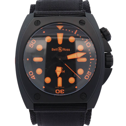 Bell & Ross Marine 44mm Black/Orange Dial Watch Black Ref# BR02-ORANGE - Happy Jewelers Fine Jewelry Lifetime Warranty