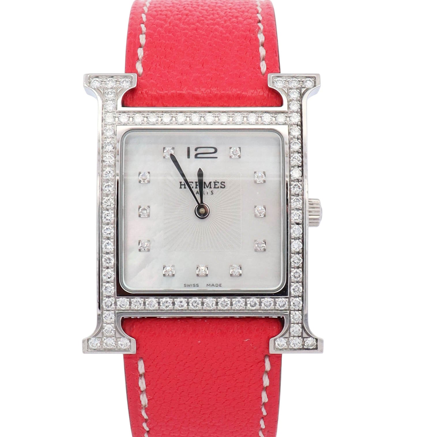 Hermes Heure H 21mm Factory Diamond MOP Dial Watch Ref# HH1.530 - Happy Jewelers Fine Jewelry Lifetime Warranty