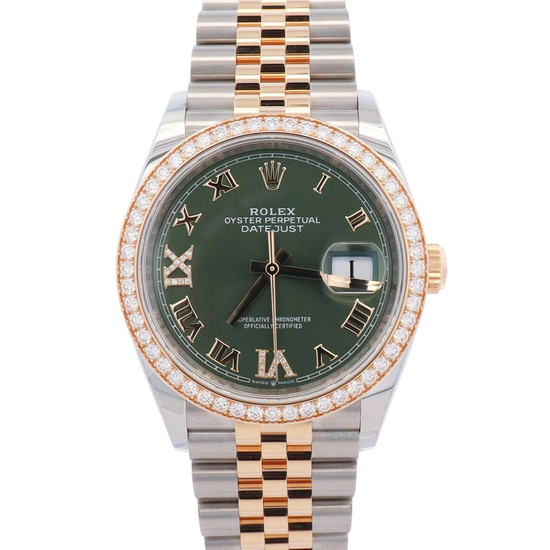 Rolex Datejust 36mm Green Roman Diamond Dial Ref# 126283RBR - Happy Jewelers Fine Jewelry Lifetime Warranty