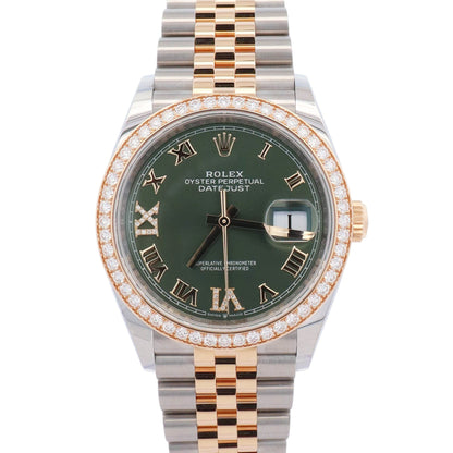Rolex Datejust 36mm Green Roman Diamond Dial Ref# 126283RBR - Happy Jewelers Fine Jewelry Lifetime Warranty