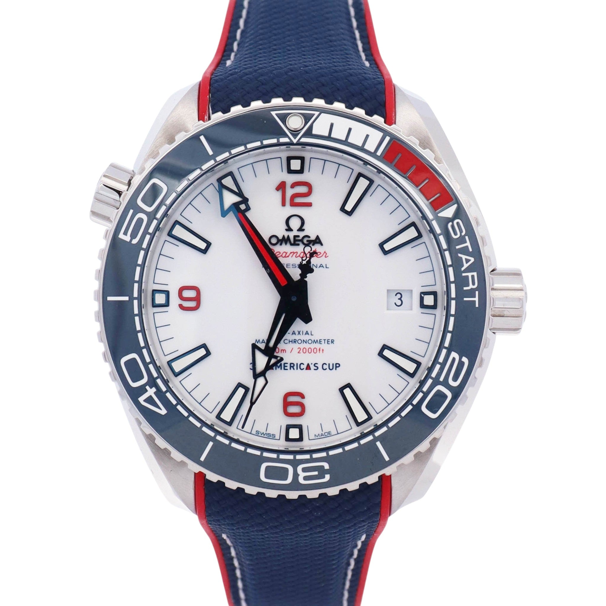 Omega Seamster Planet Ocean 43.5mm White Dial Watch Ref# 215.32.43.21.04.001 - Happy Jewelers Fine Jewelry Lifetime Warranty