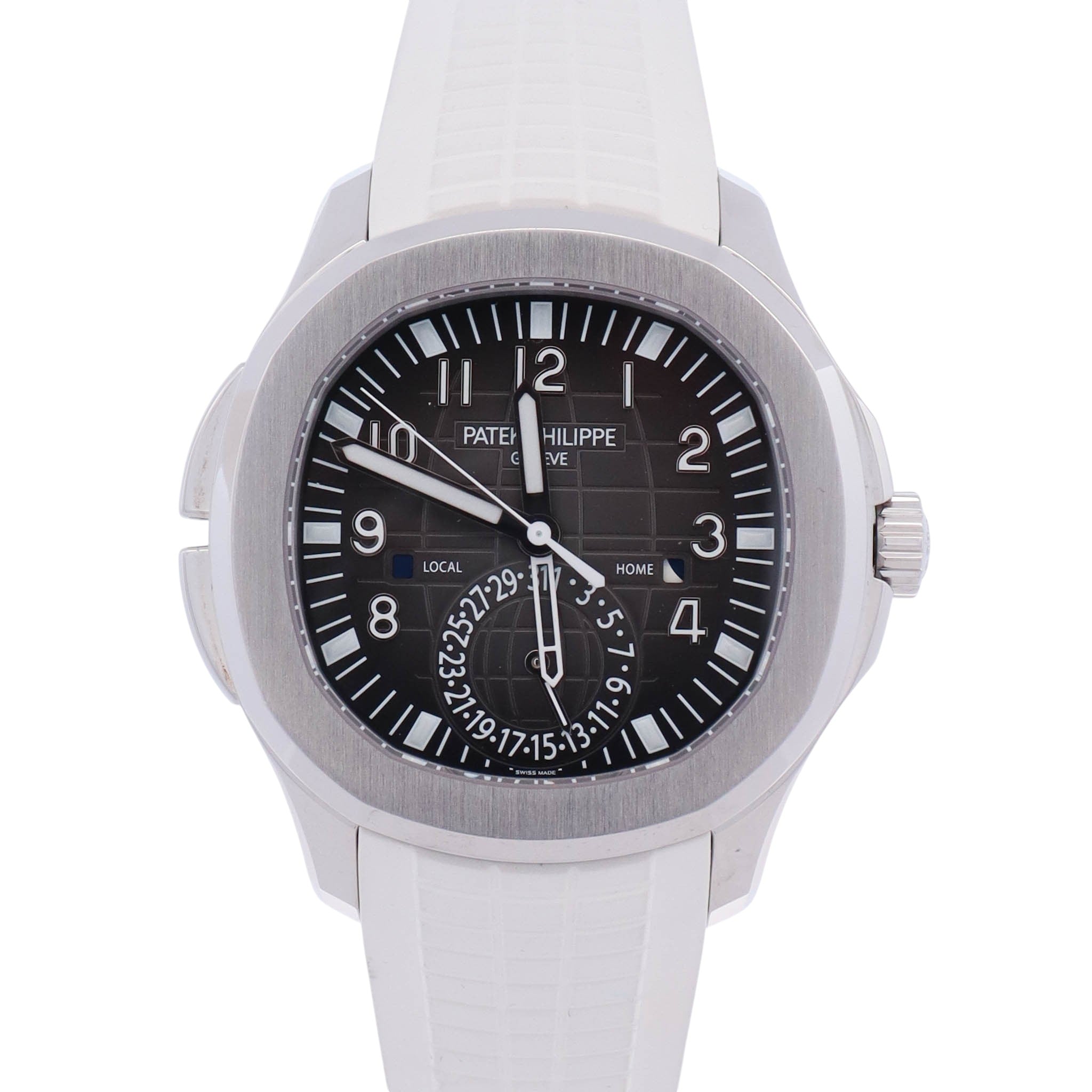 Patek Philippe Aquanaut Travel Time  40mm Black Dial Watch Ref# 5164A-001 - Happy Jewelers Fine Jewelry Lifetime Warranty