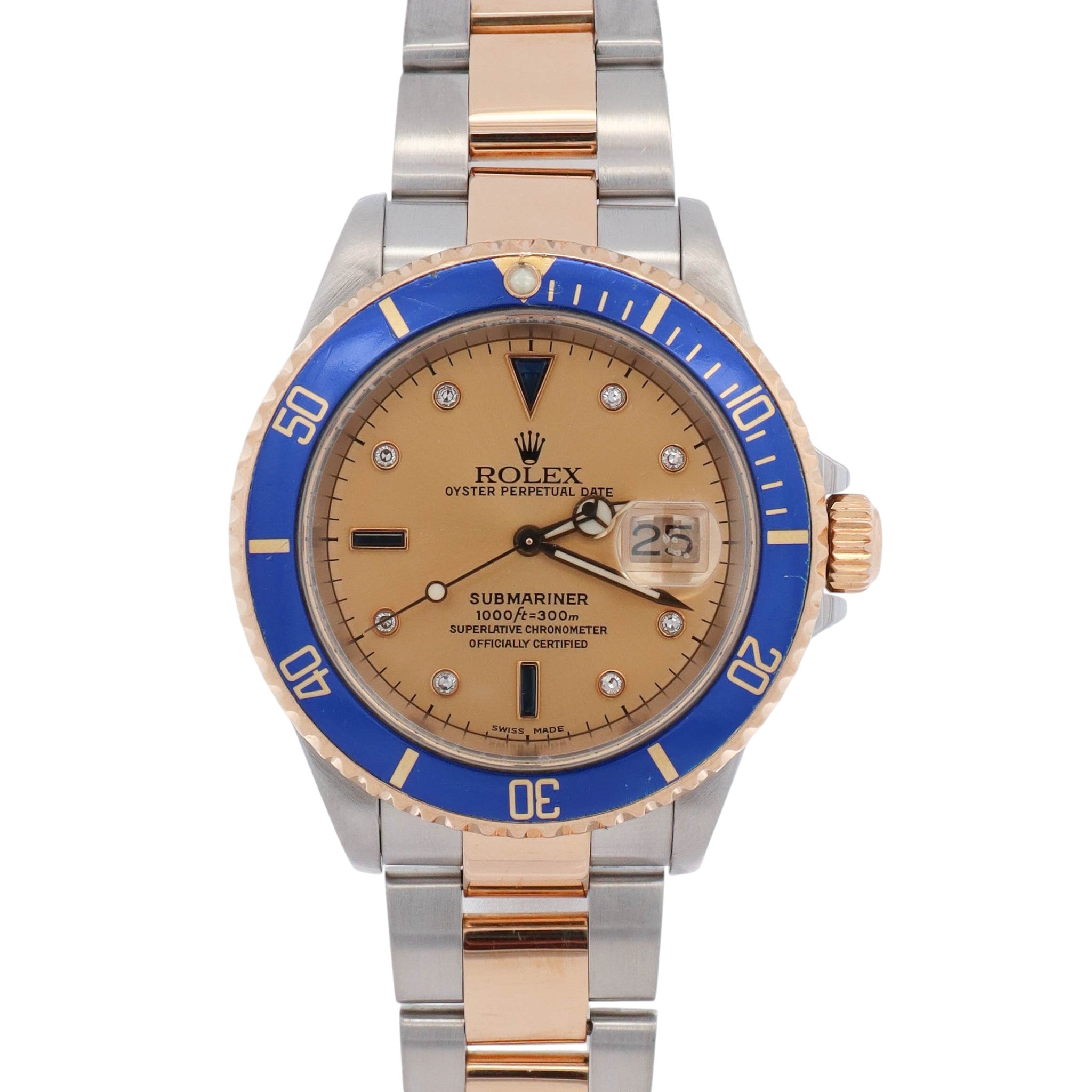 Rolex Submariner 40mm Chamapagne Serti Dial Watch Ref# 16613 - Happy Jewelers Fine Jewelry Lifetime Warranty