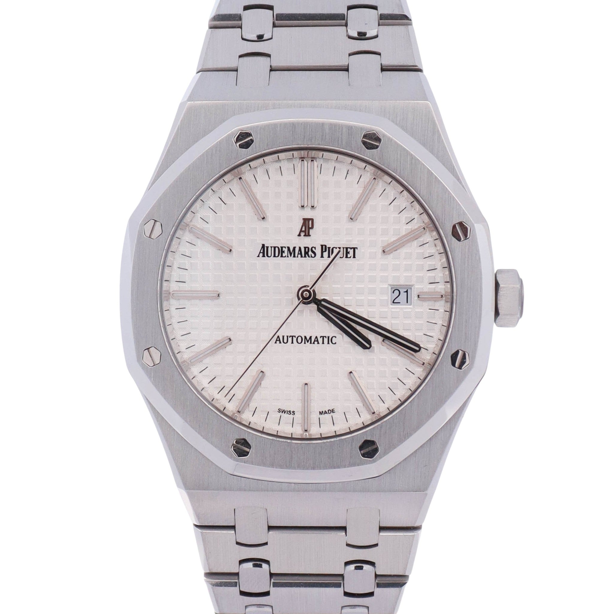 Audemars Piguet Royal Oak 41mm White Dial Watch Ref# 15400ST.OO.1220ST.02 - Happy Jewelers Fine Jewelry Lifetime Warranty