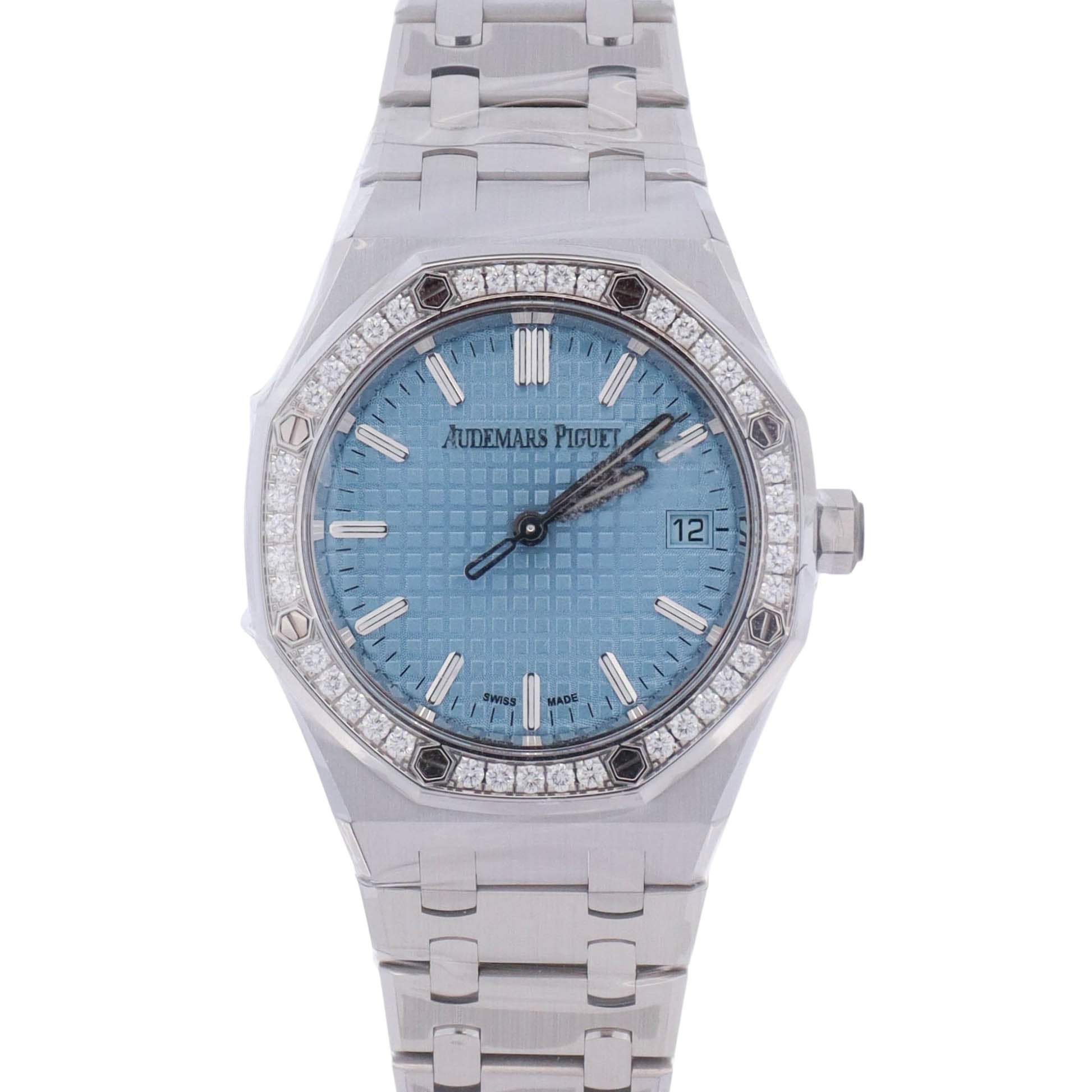 Audemars Piguet Royal Oak 34mm Ice Blue Dial Watch Ref# 77451ST.ZZ.1361ST.03 - Happy Jewelers Fine Jewelry Lifetime Warranty