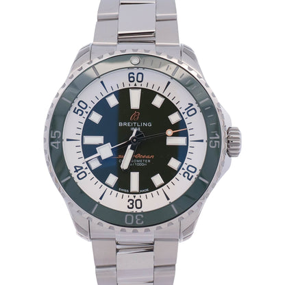 Breitling Superocean 44mm Green/White Stick Dial Watch Ref# A17376 - Happy Jewelers Fine Jewelry Lifetime Warranty