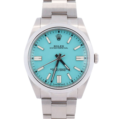 Rolex Oyster Perpetual 41mm Custom Turquoise Dial Watch Ref# 124300 - Happy Jewelers Fine Jewelry Lifetime Warranty