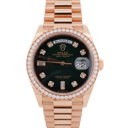 Rolex Day-Date 36 mm Green Ombre Dial Watch Ref# 128348RBR - Happy Jewelers Fine Jewelry Lifetime Warranty